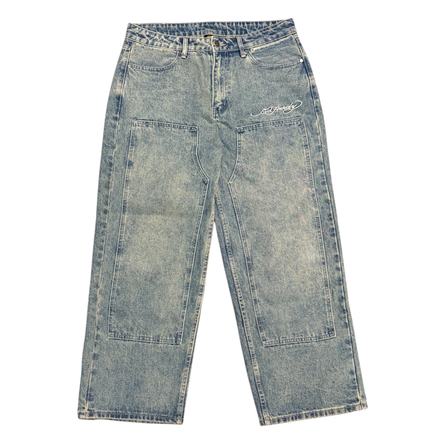 Ed Hardy UO Exlusive Double Knee Blue Jeans