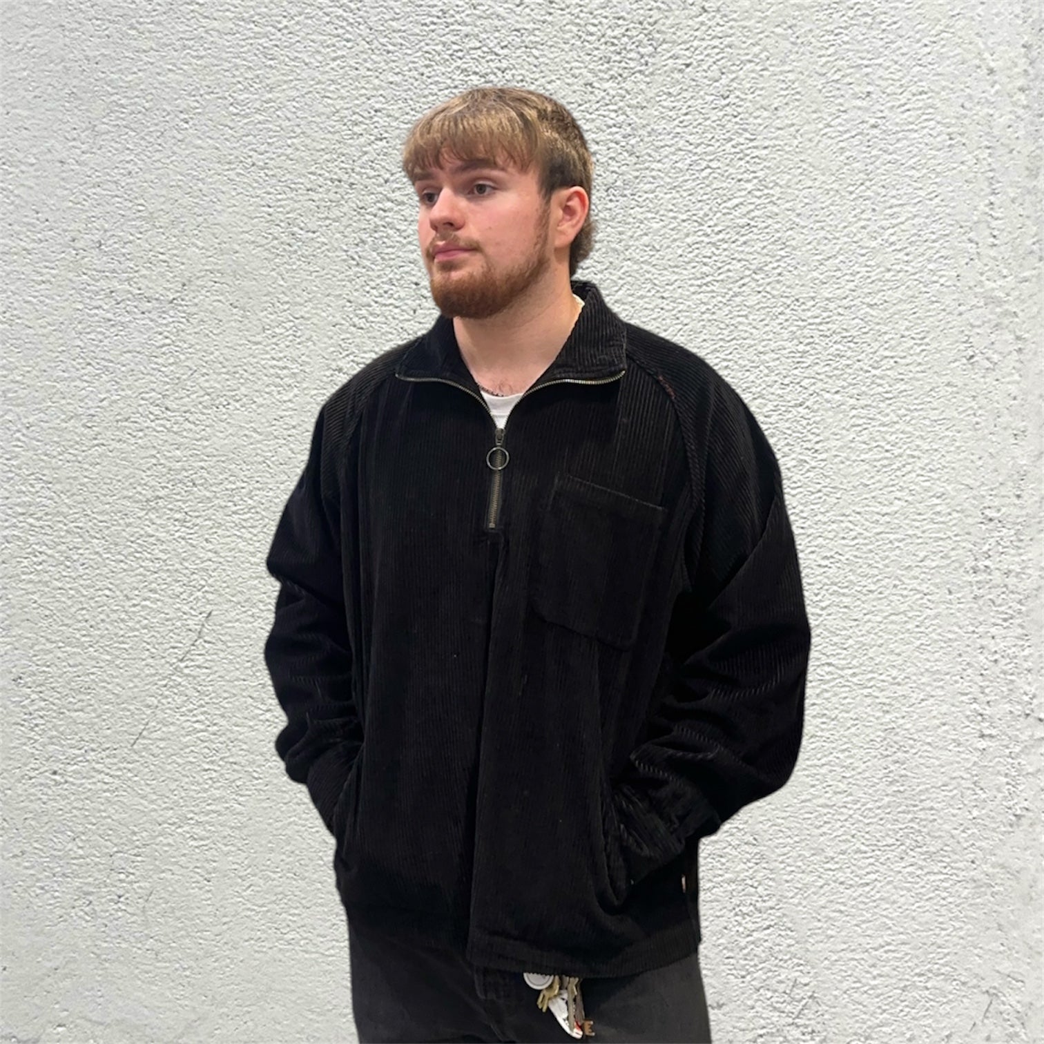 Honor The Gift Black Corduroy Half Zip Pullover