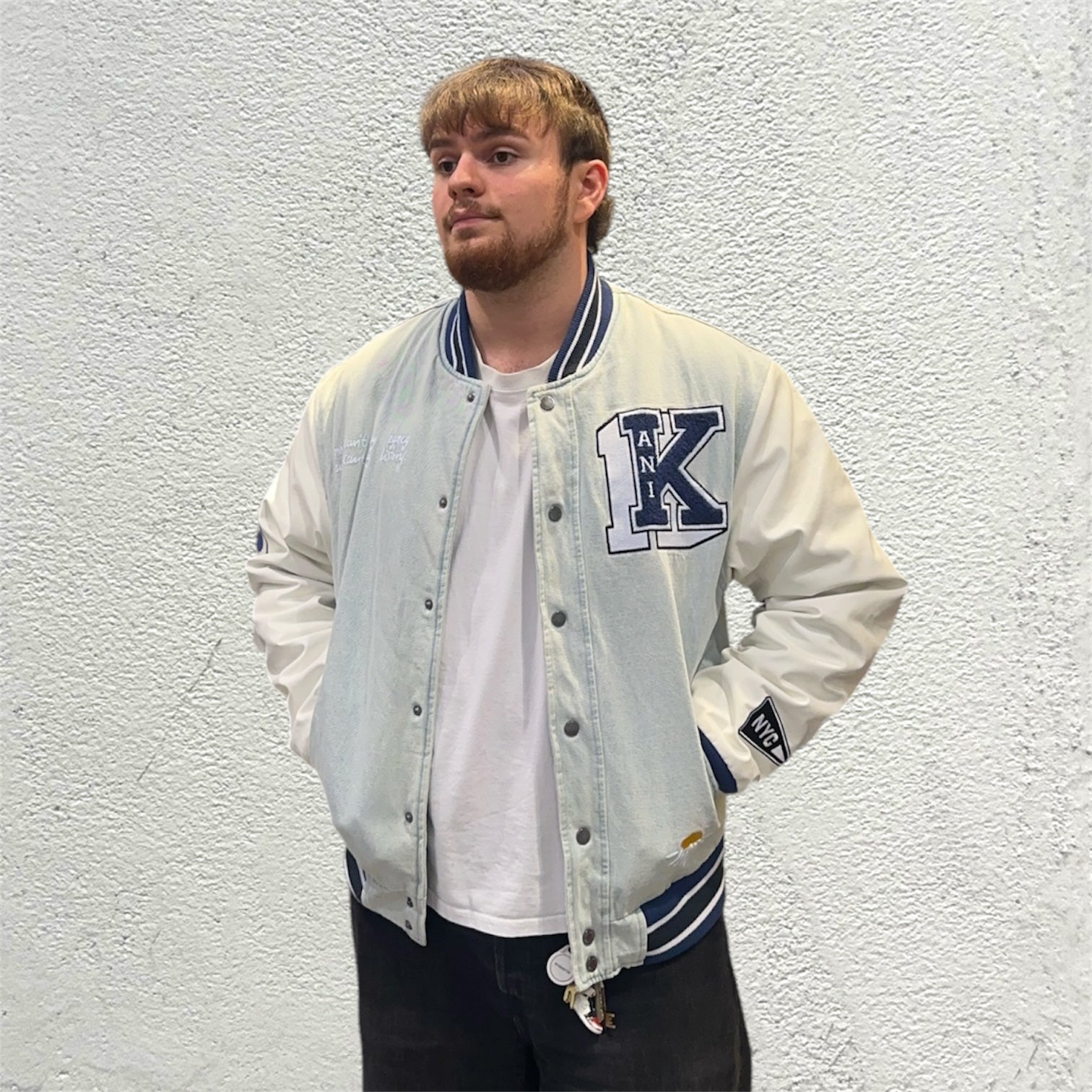 Karl Kani Light Blue Denim Varsity Jacket