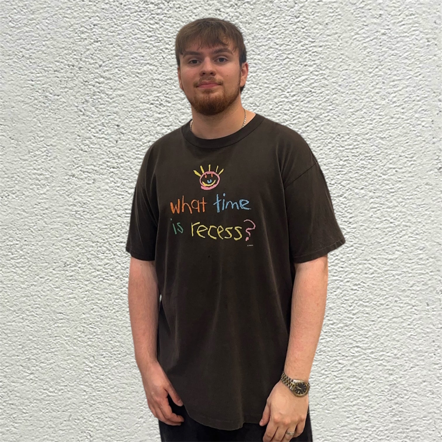 Vintage Oneita What Time Is Recess Black Tshirt