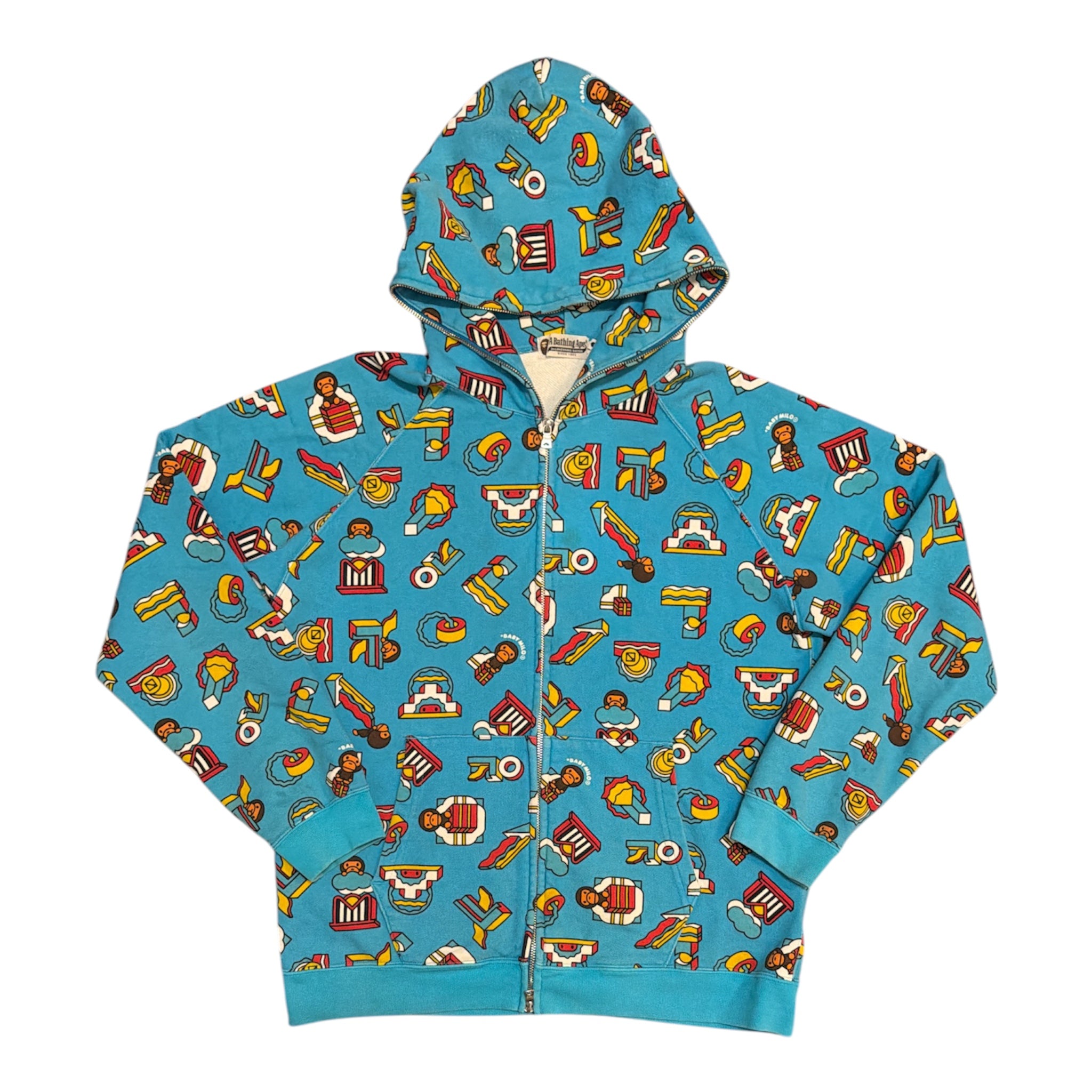A Bathing Ape Baby Milo Blue All Over Toys Print Full Zip Hoodie