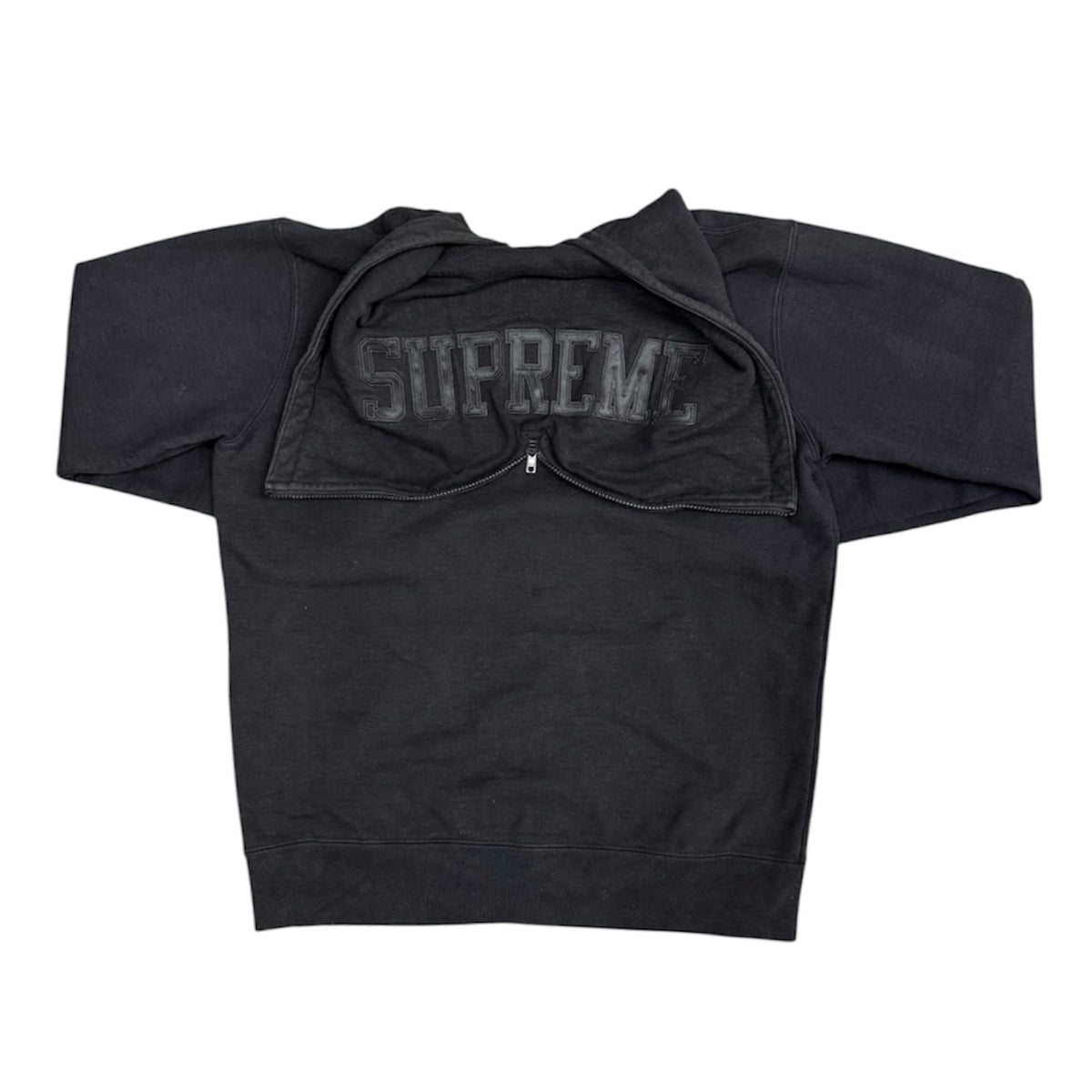 Supreme FW16 Split Hood Zip Up Black Hoodie
