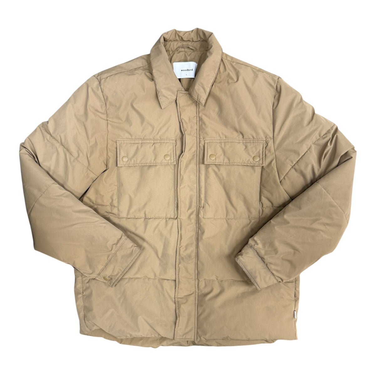 Woodbird Padded Beige Overhsirt Jacket