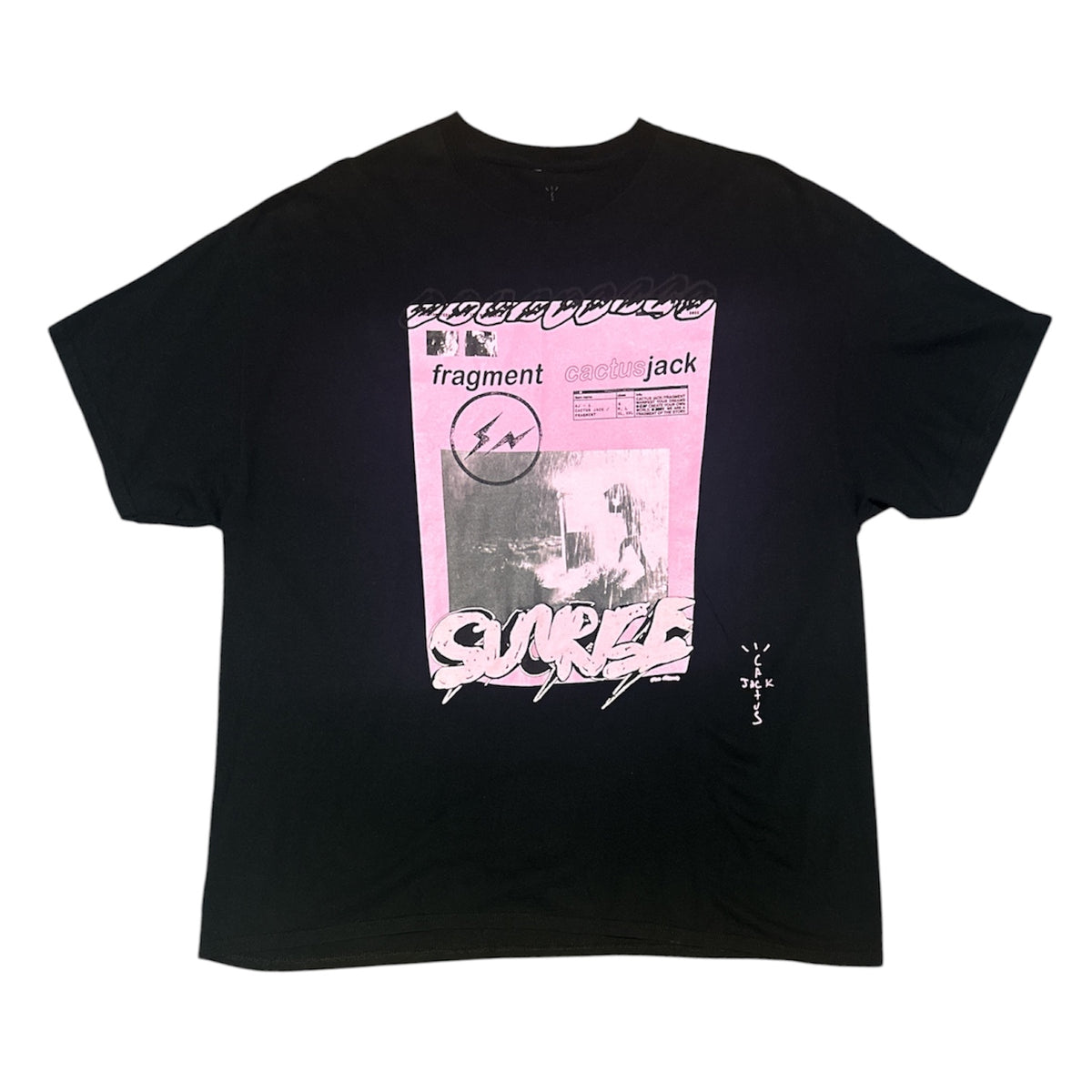 Travis Scott SS21 Cactus Jack For Fragment Pink Sunrise Washed Black Tshirt