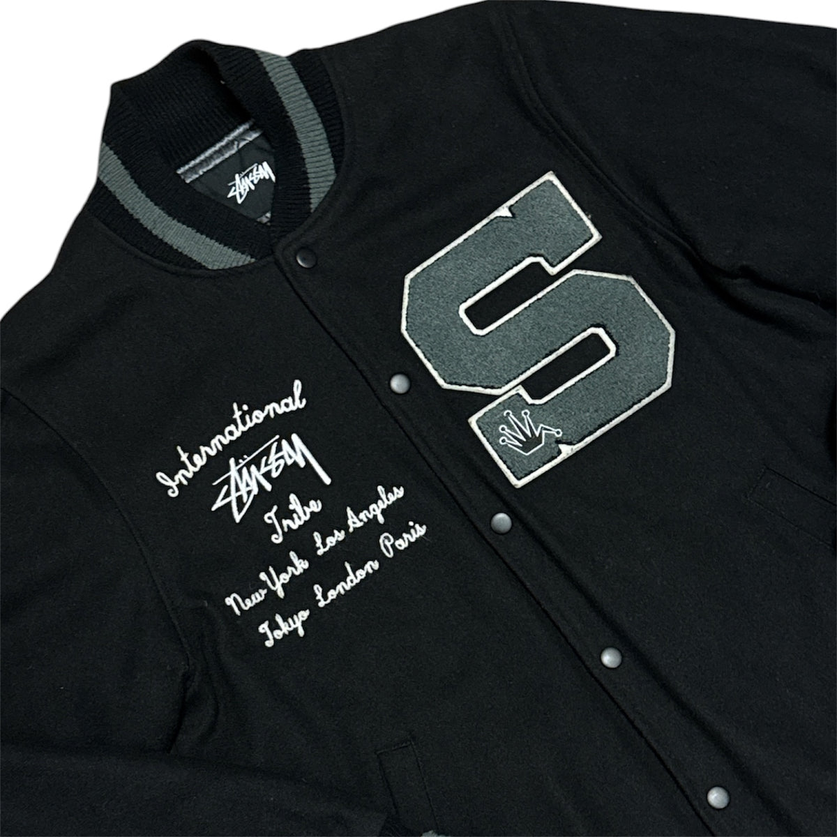 Stussy International Wool Blend Black Varsity Jacket