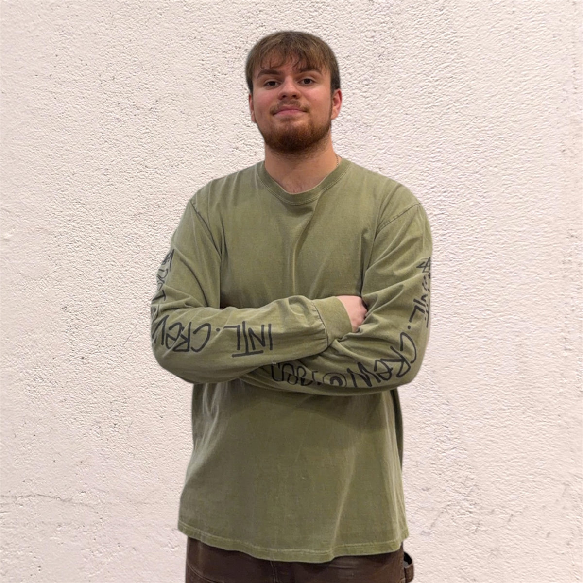 Stussy International Crew Washed Green Long Sleeve