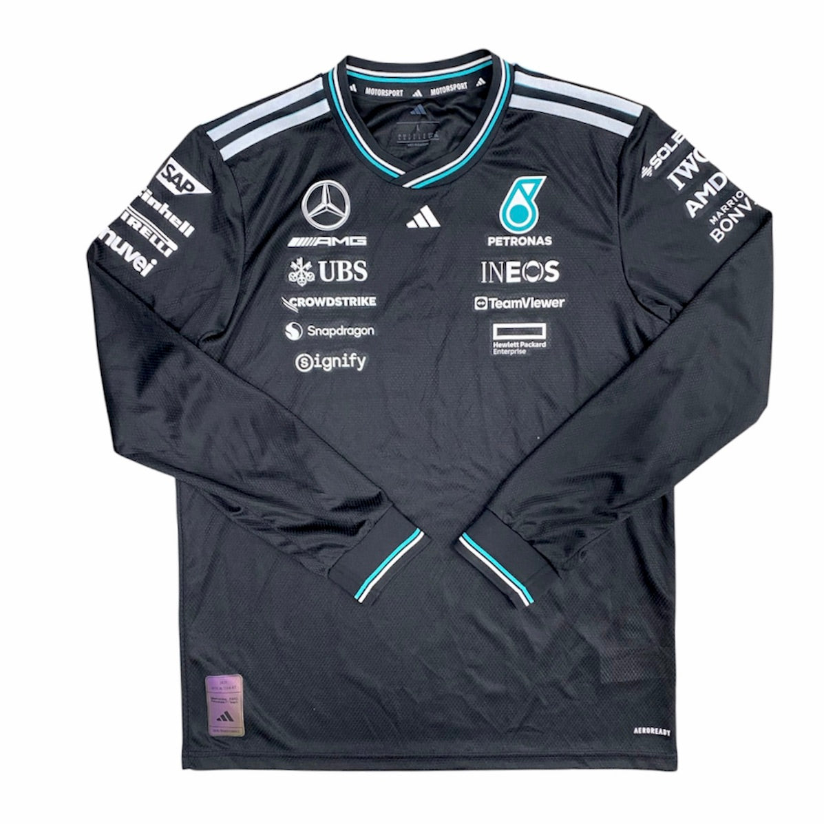 Adidas Mercedes AMG Petronas F1 Team 2025 Driver Authentic Black Long Sleeve Jersey