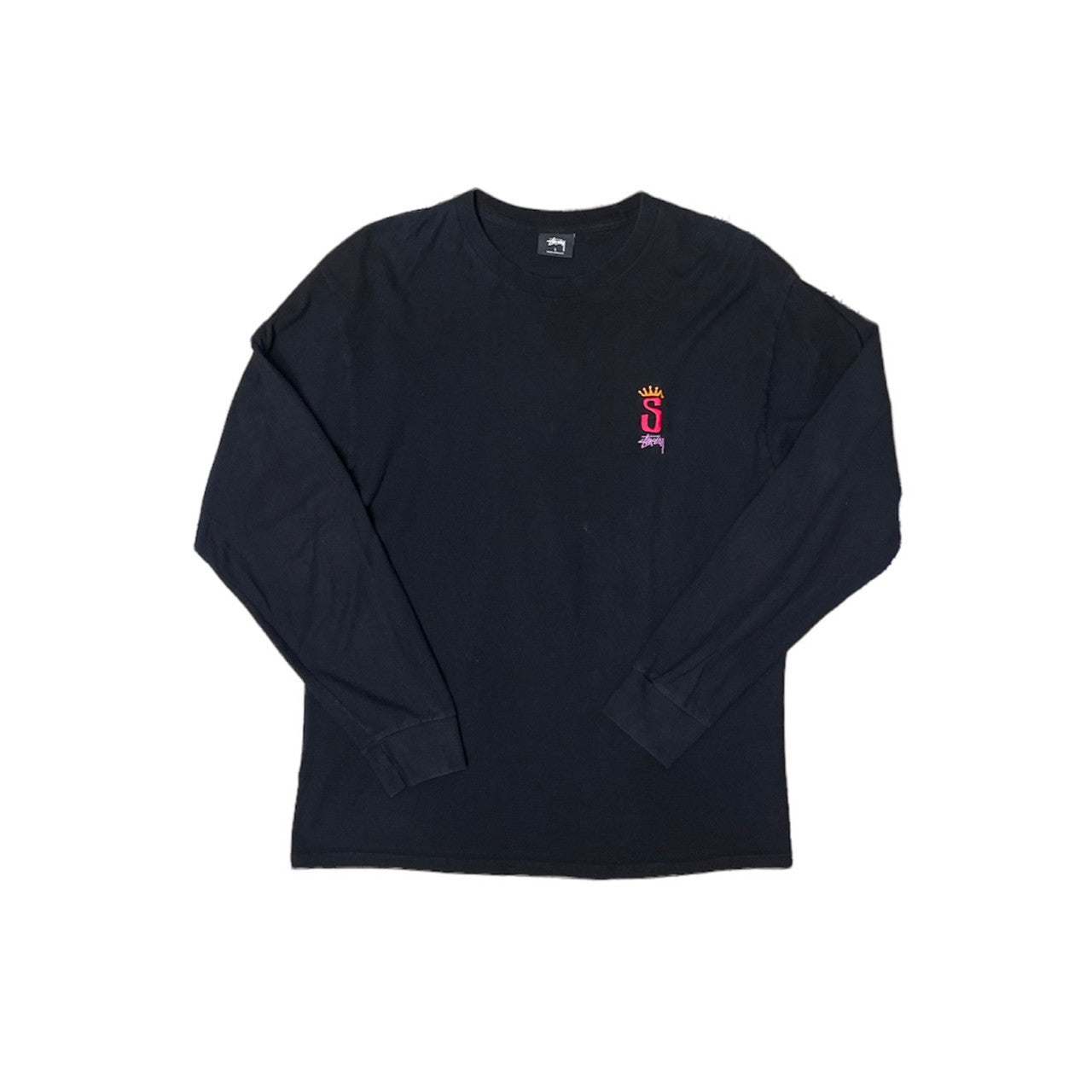 Stussy Crown Logo Black Long Sleeve Tshirt