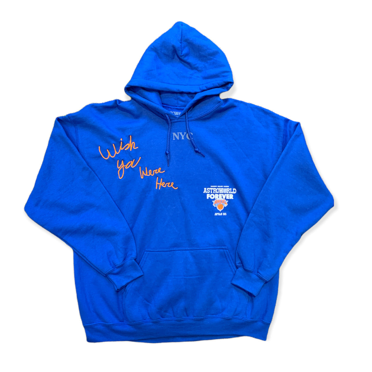 Travis Scott Astroworld MSG Knicks Hoodie Blue