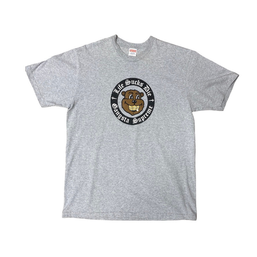 Supreme FW18 Life Sucks Die Heather Grey Tshirt