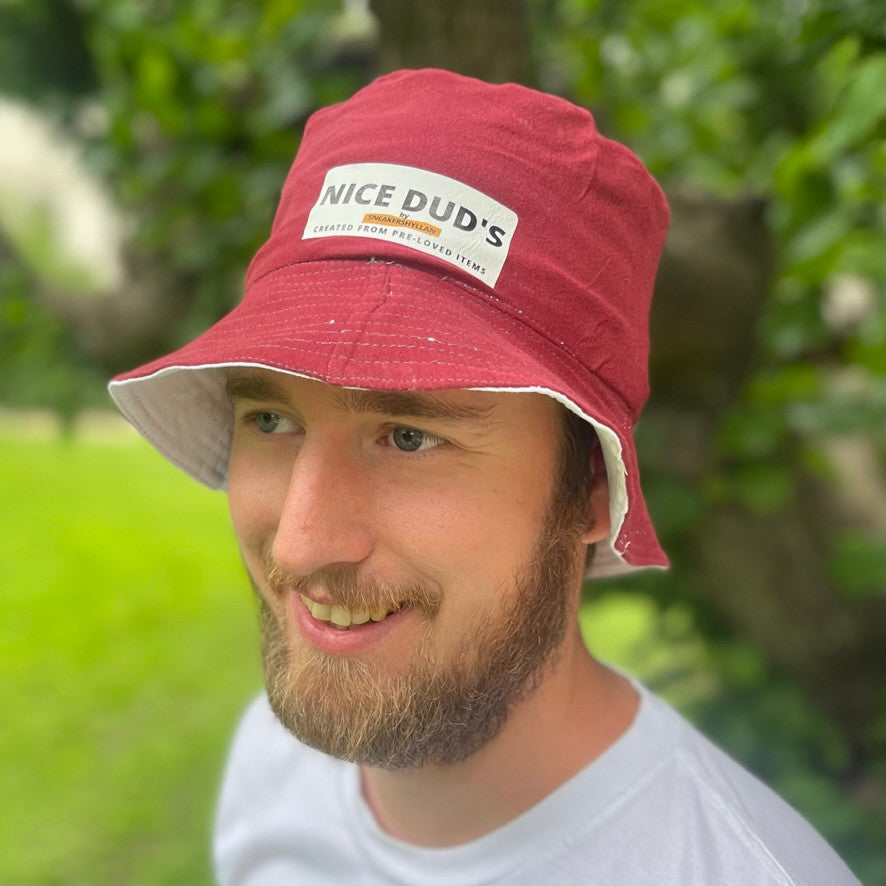 Nice Dud's White/Bordeaux Bucket Hat