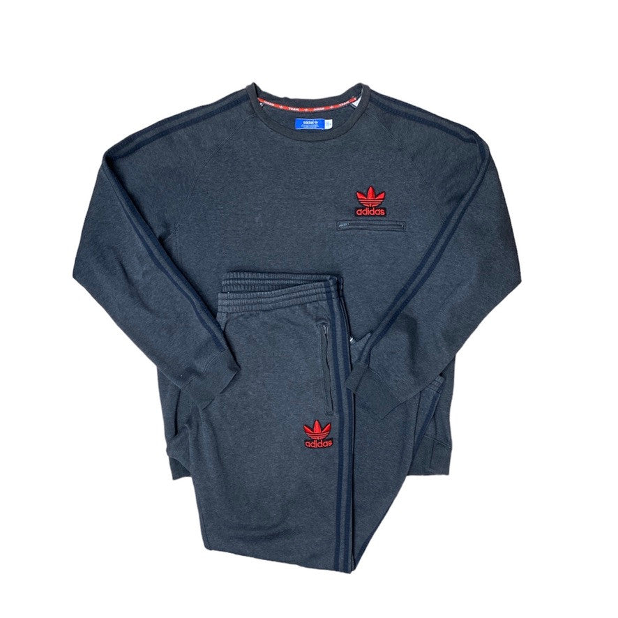 Adidas 2010 Grey Three Stripes Sweatshirt Pants Set