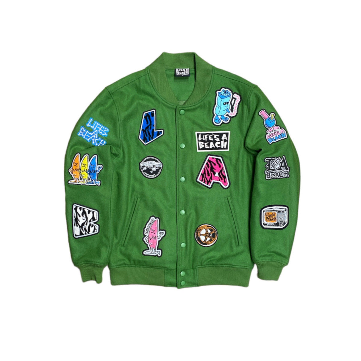 Lifes A Beach Patch Varsity Jacket