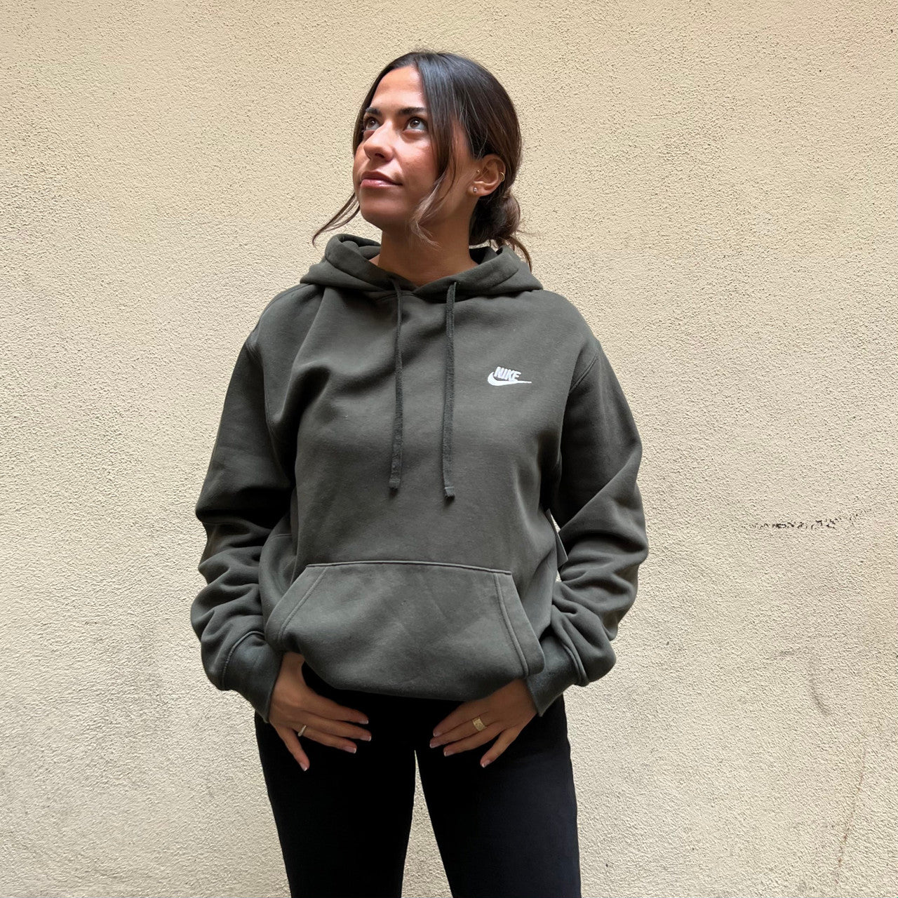 Nike Small Logo Green Hoodie
