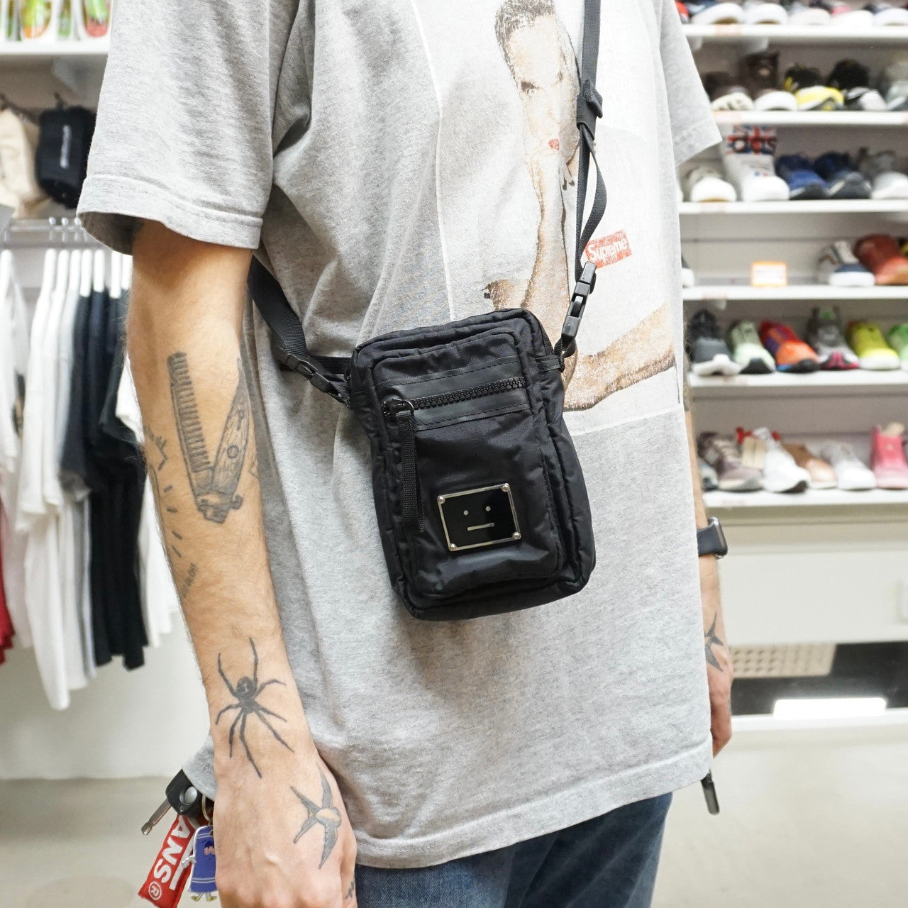 Acne Studios Arvel Plaque Face Crossbody Bag