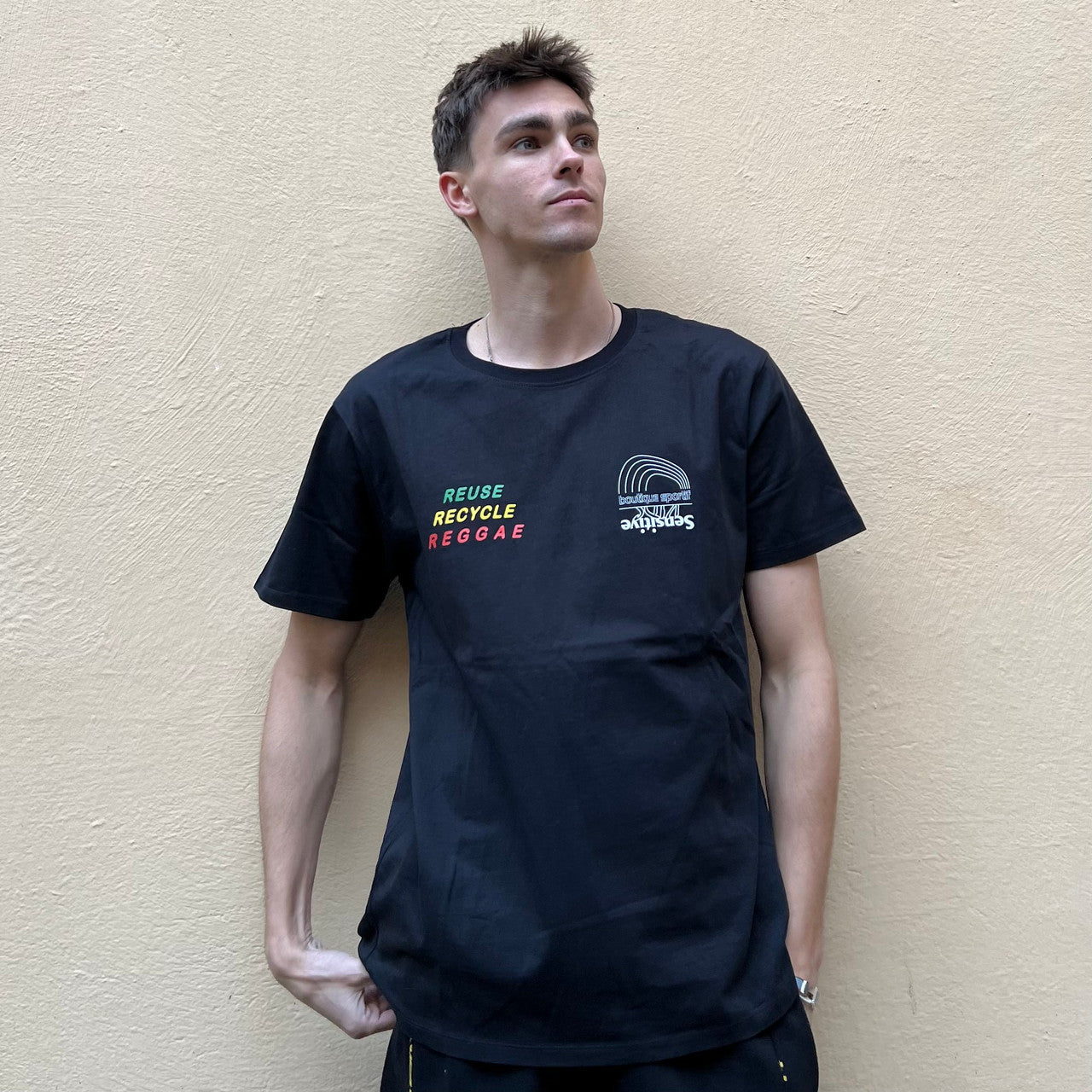 Boutique Sportif Reuse Recycle Reggae Black Tshirt