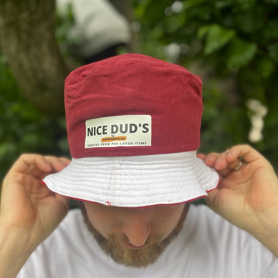 Nice Dud's White/Red Bucket Hat