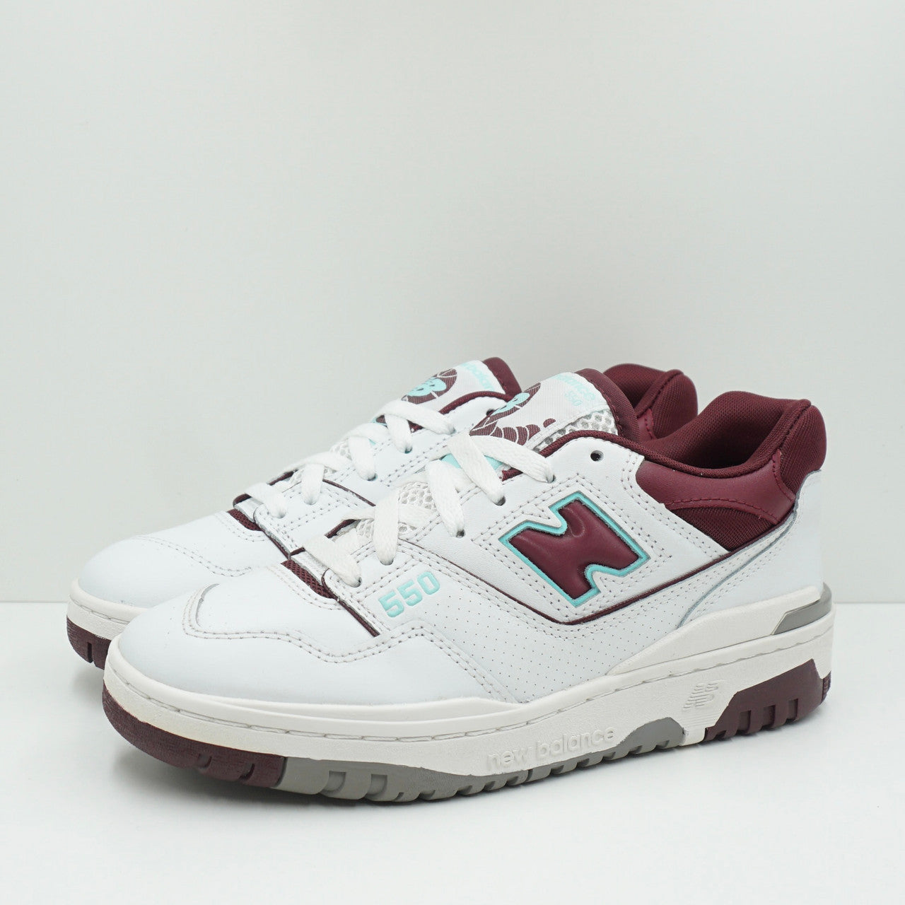 New Balance 550 White Burgundy Cyan