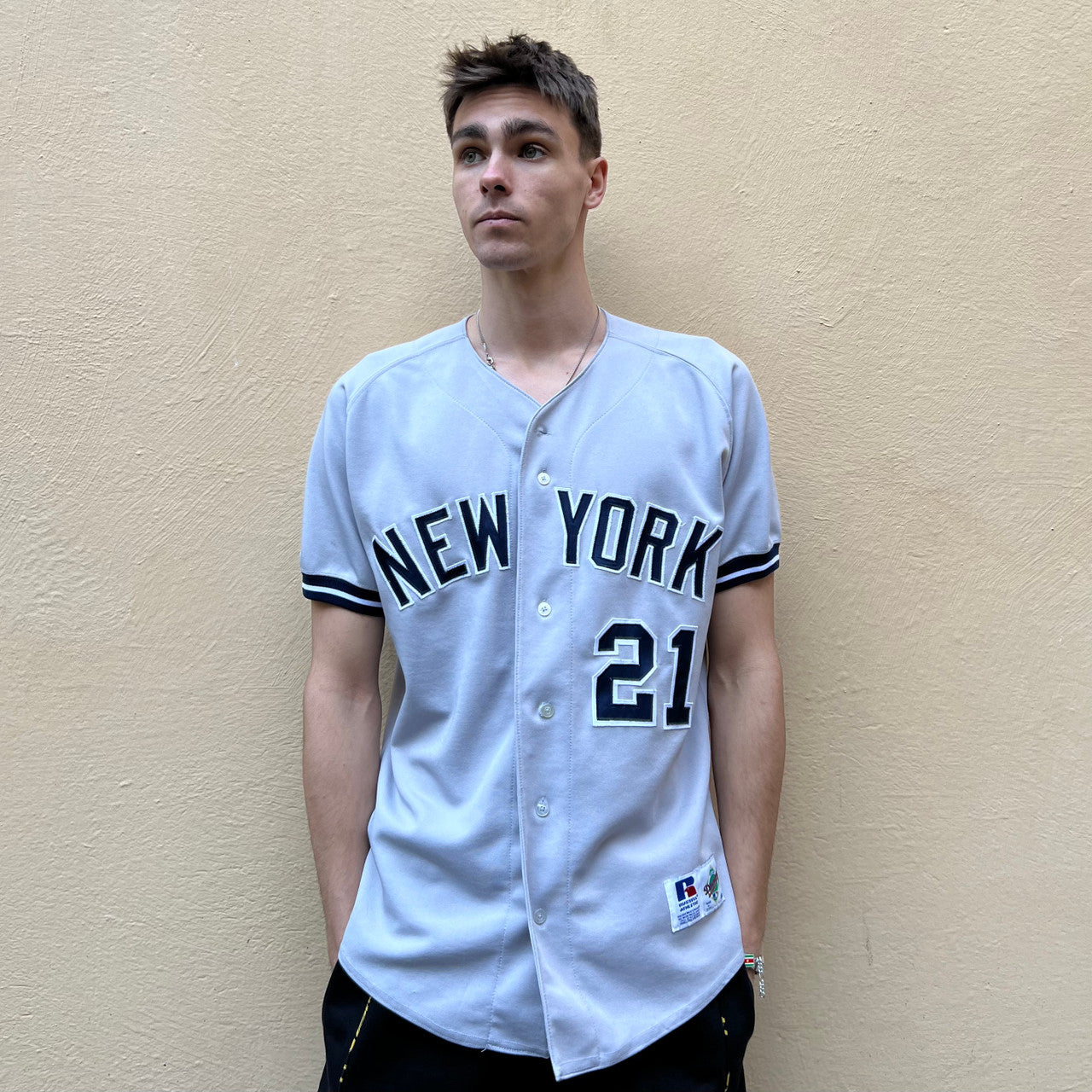 応援グッズ New York Yankees Russell Athletic Russell Athletic New York Yankees Baseball Jersey