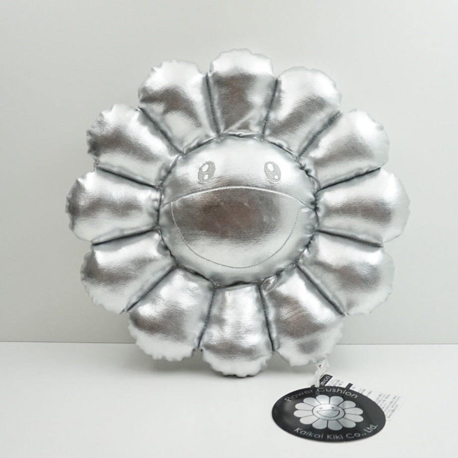 Takashi Murakami Silver Flower Plush Cushion Pillow