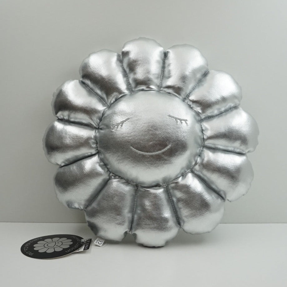 Takashi Murakami Silver Flower Plush Cushion Pillow