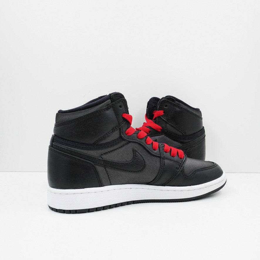 Jordan 1 Retro High Black Satin Gym Red Black (GS)
