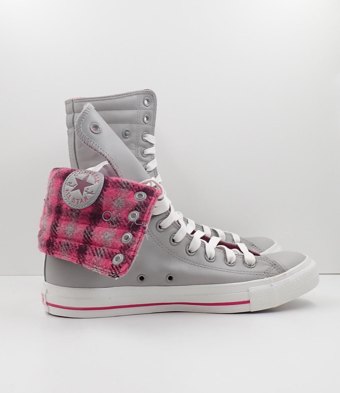 Converse Chuck Taylor All Star High Leather Grey/Pink