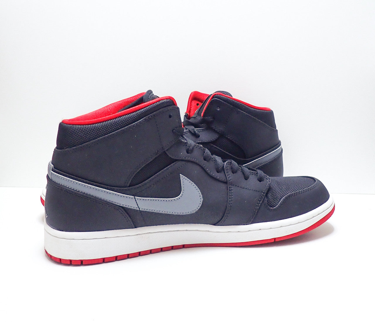 Jordan 1 Mid Black Cool Grey Gym Red