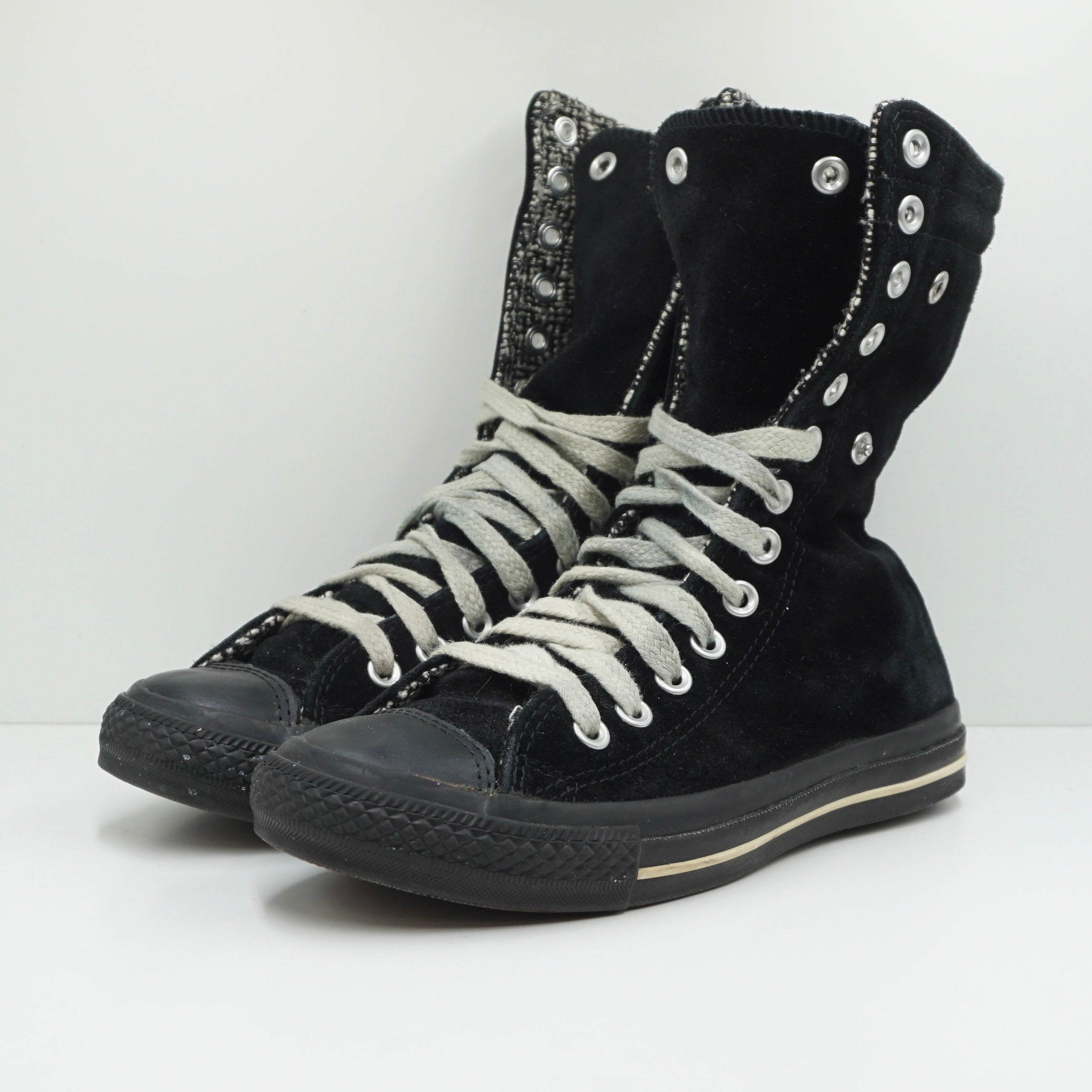 black suede high top converse