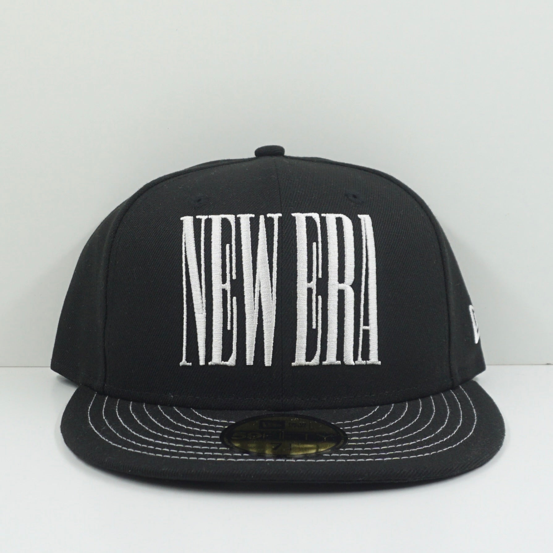 New Era Black White Logo Fitted Cap