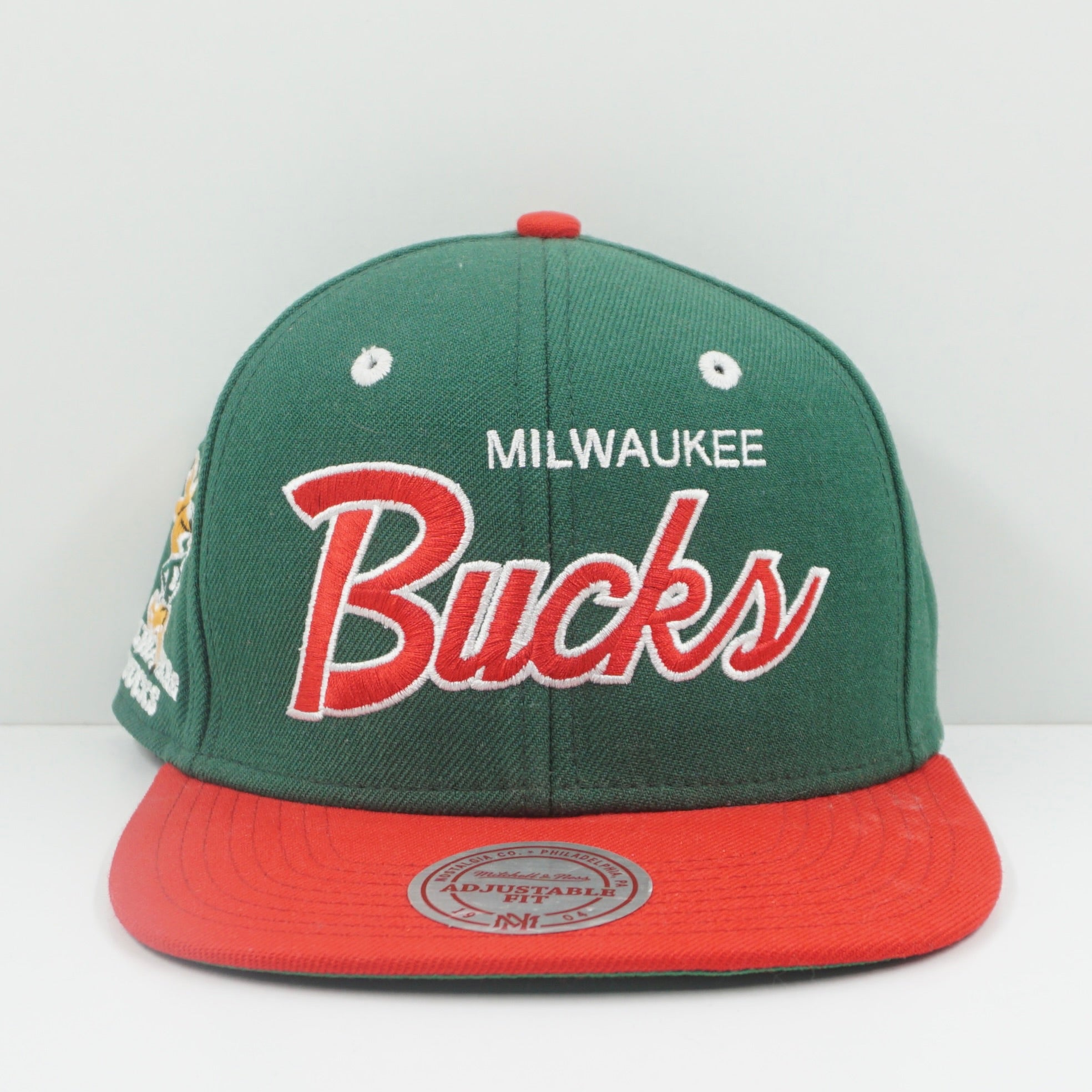 Mitchell & Ness Milwaukee Bucks Green Red Snapback Cap