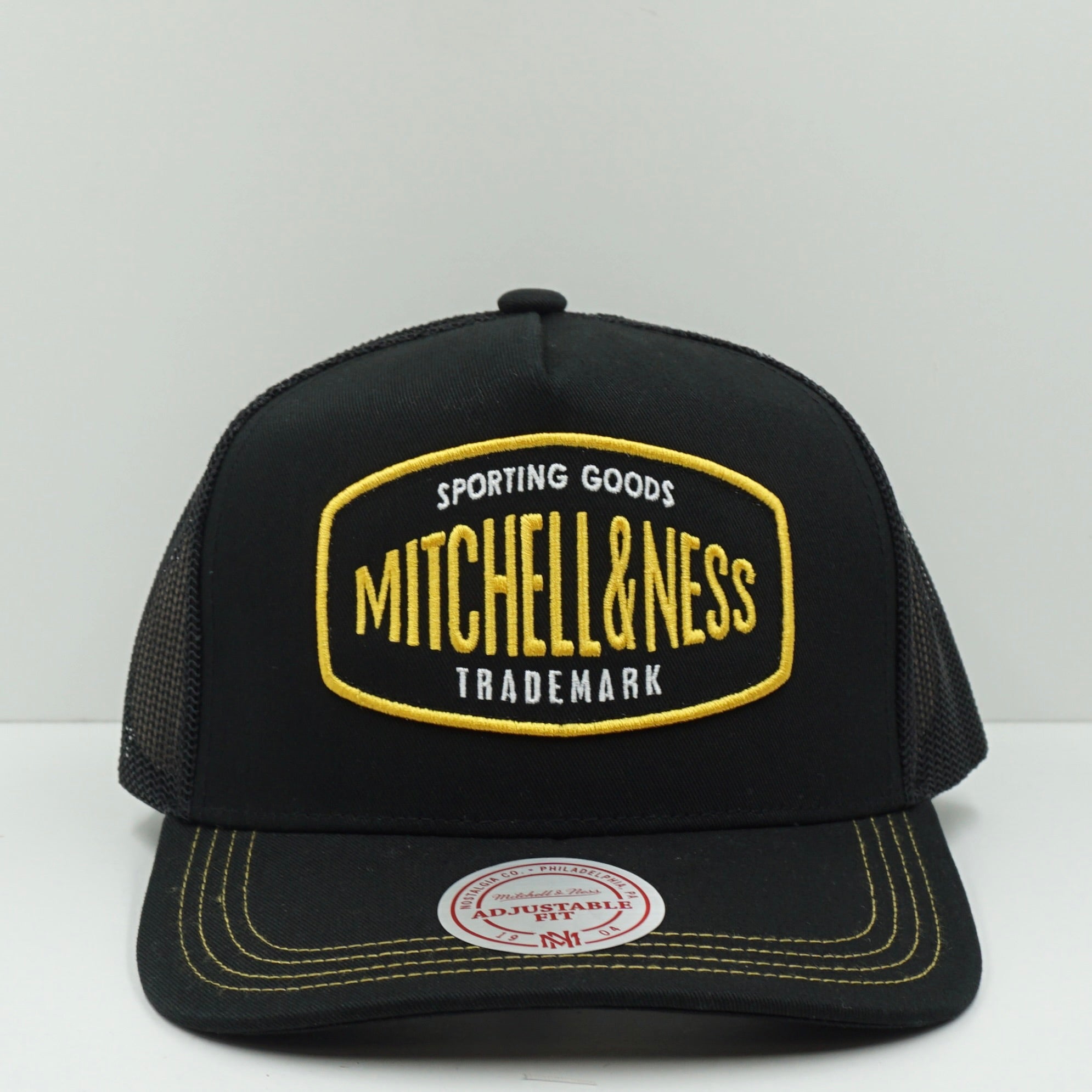 Mitchell & Ness Sporting Goods Black Yellow Trucker Snapback Cap