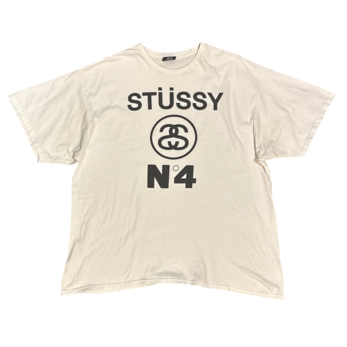 Stussy No.4 Logo Pigment Dyed White Tshirt