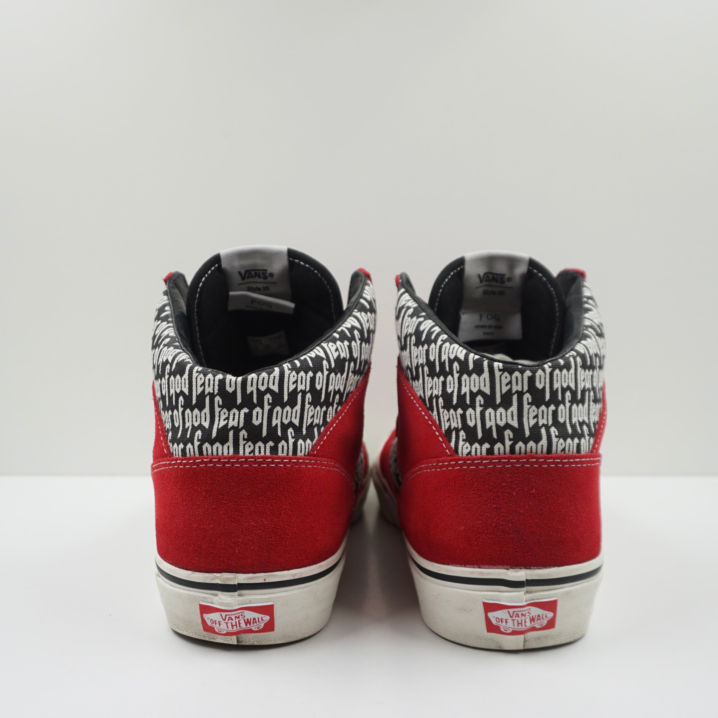 Fear of god vans high top red best sale