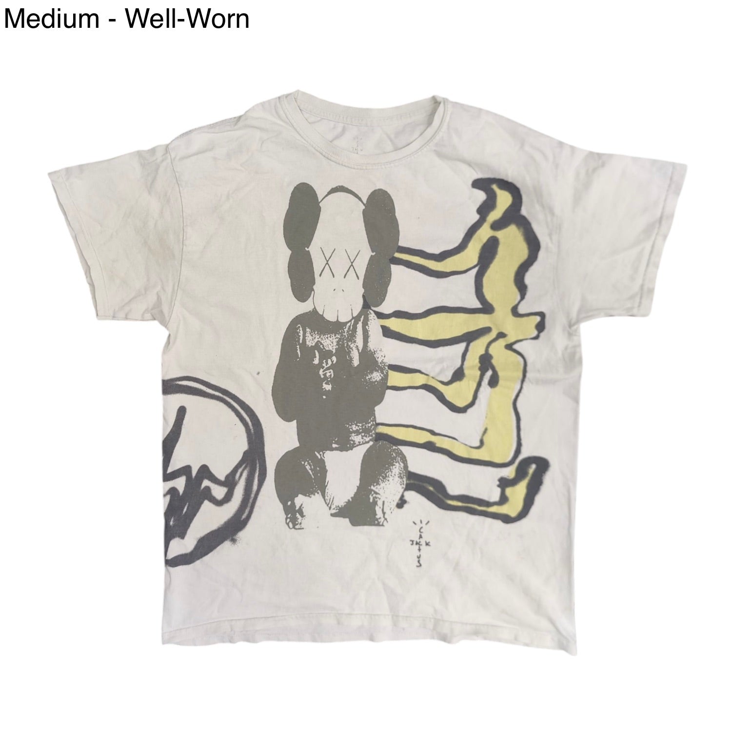 Travis Scott Cactus Jack Kaws For Fragment Aged Yellow Tshirt