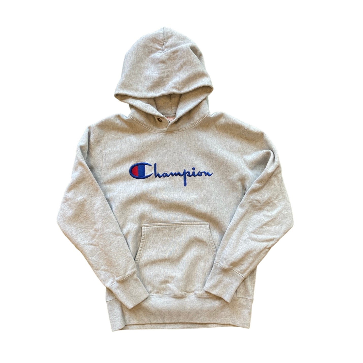 Champion Reverse Weave Script Logo Heather Grey Hoodie