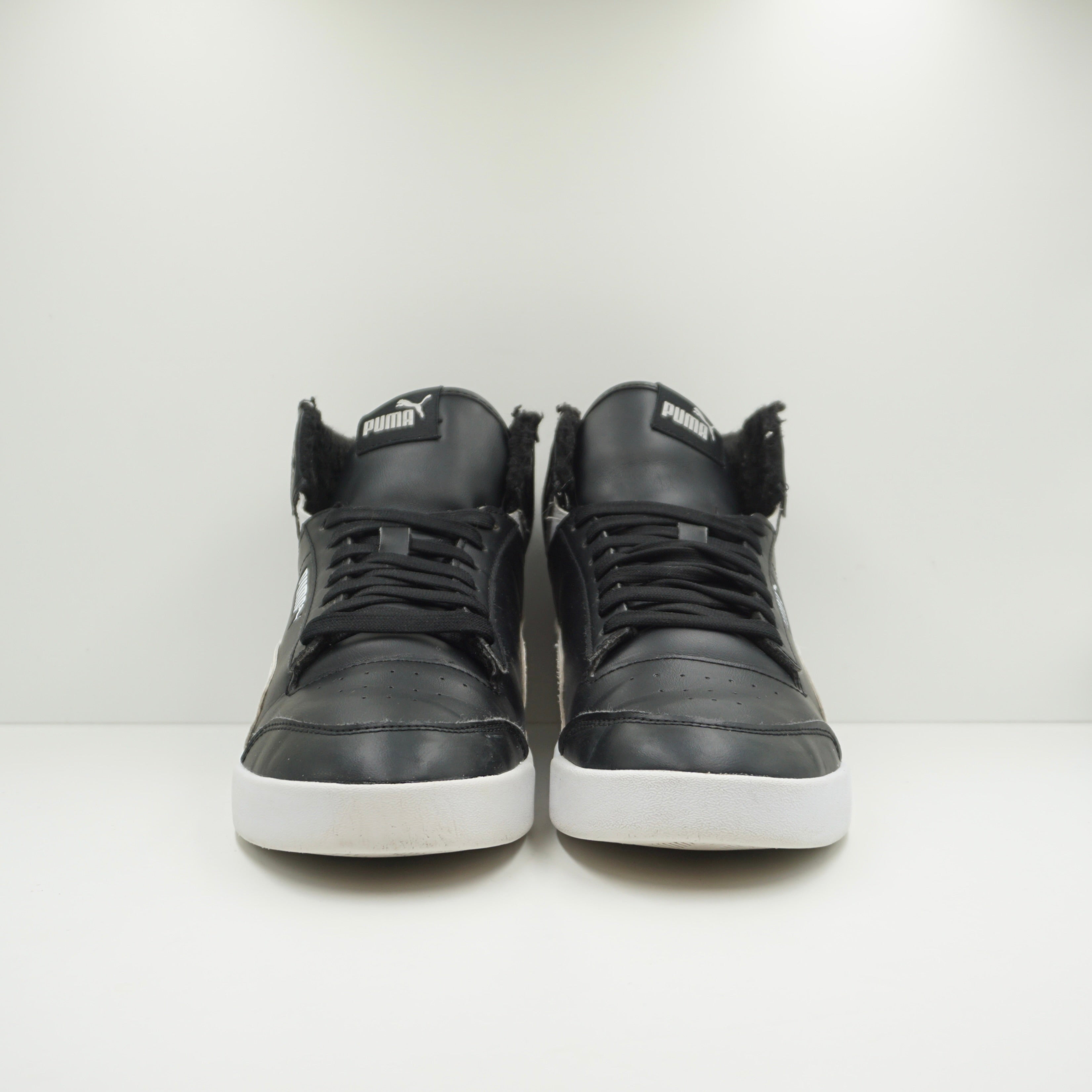 Puma Shuffle Mid Fur White Black