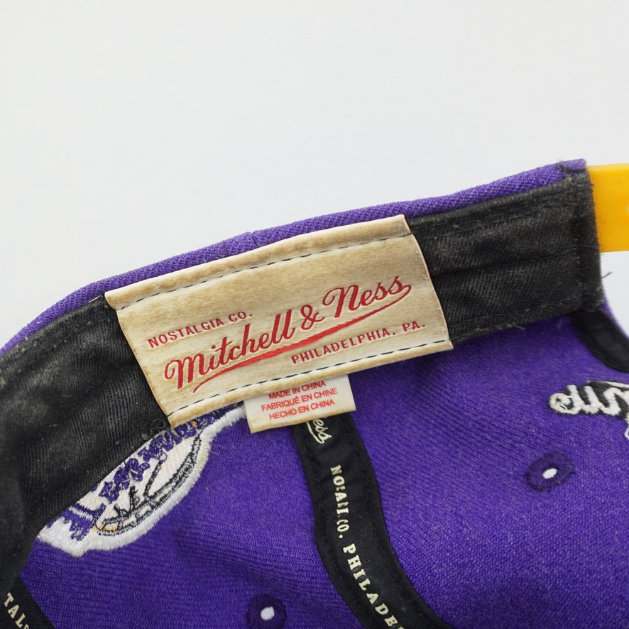 Mitchell & Ness NBA Los Angeles Lakers Multi Name Purple Snapback Cap