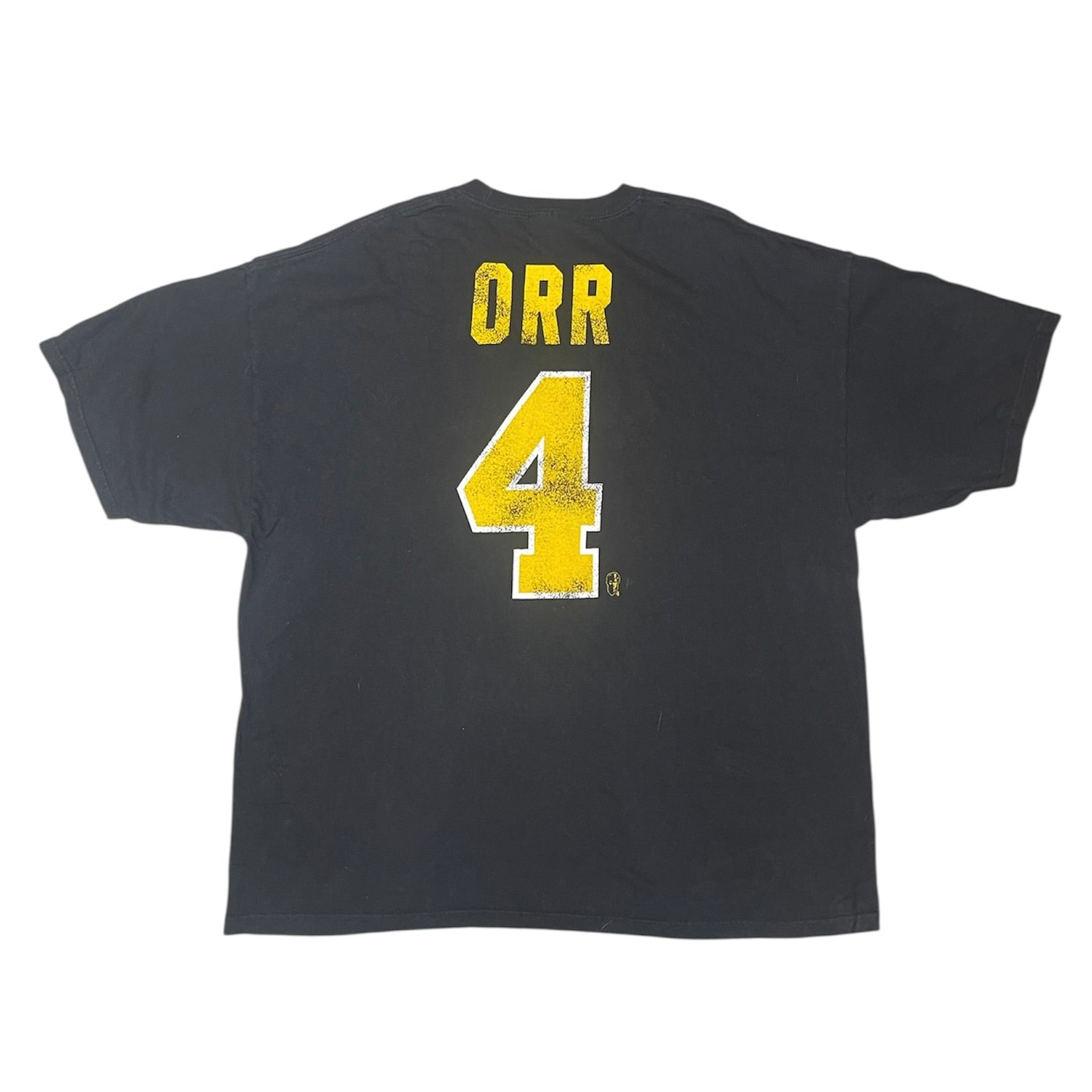 NHL Old Time Hockey Boston Bruins Orr #4 Black Yellow Tshirt