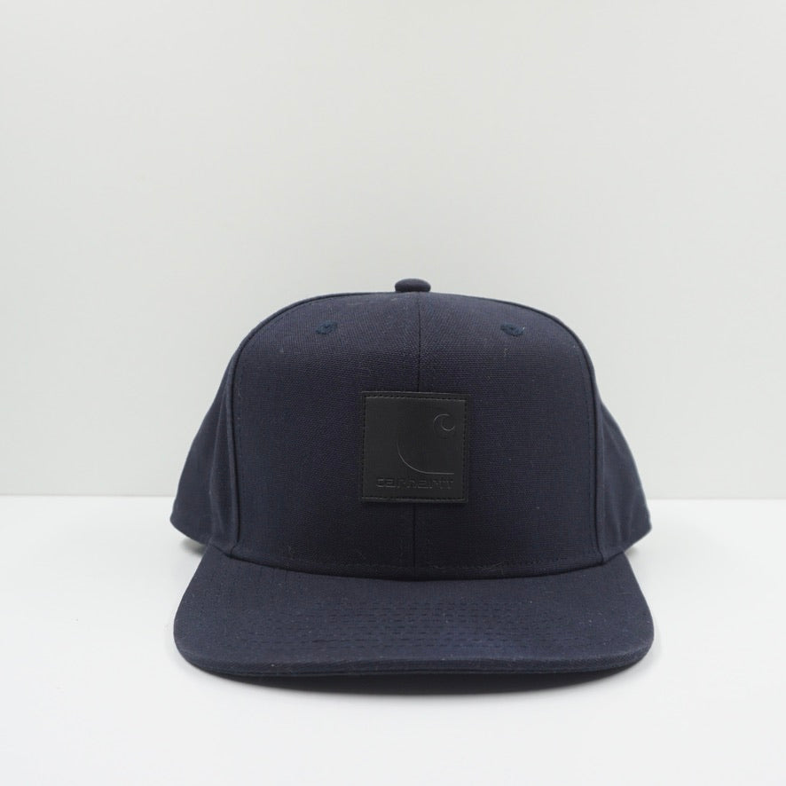 Carhartt Navy Leather Logo Snapback Cap