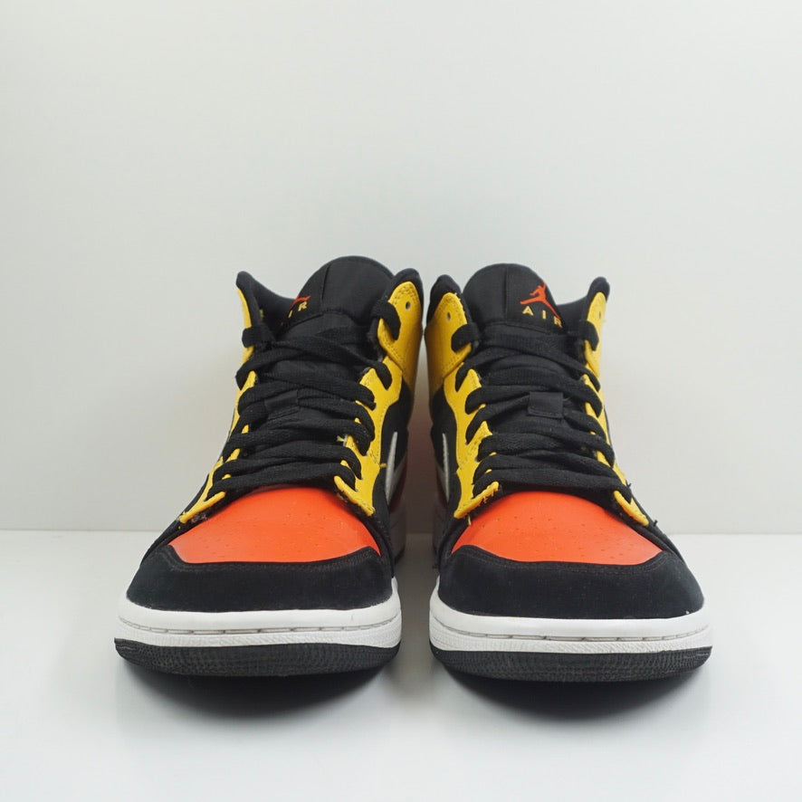 Jordan 1 Mid Black Amarillo Orange