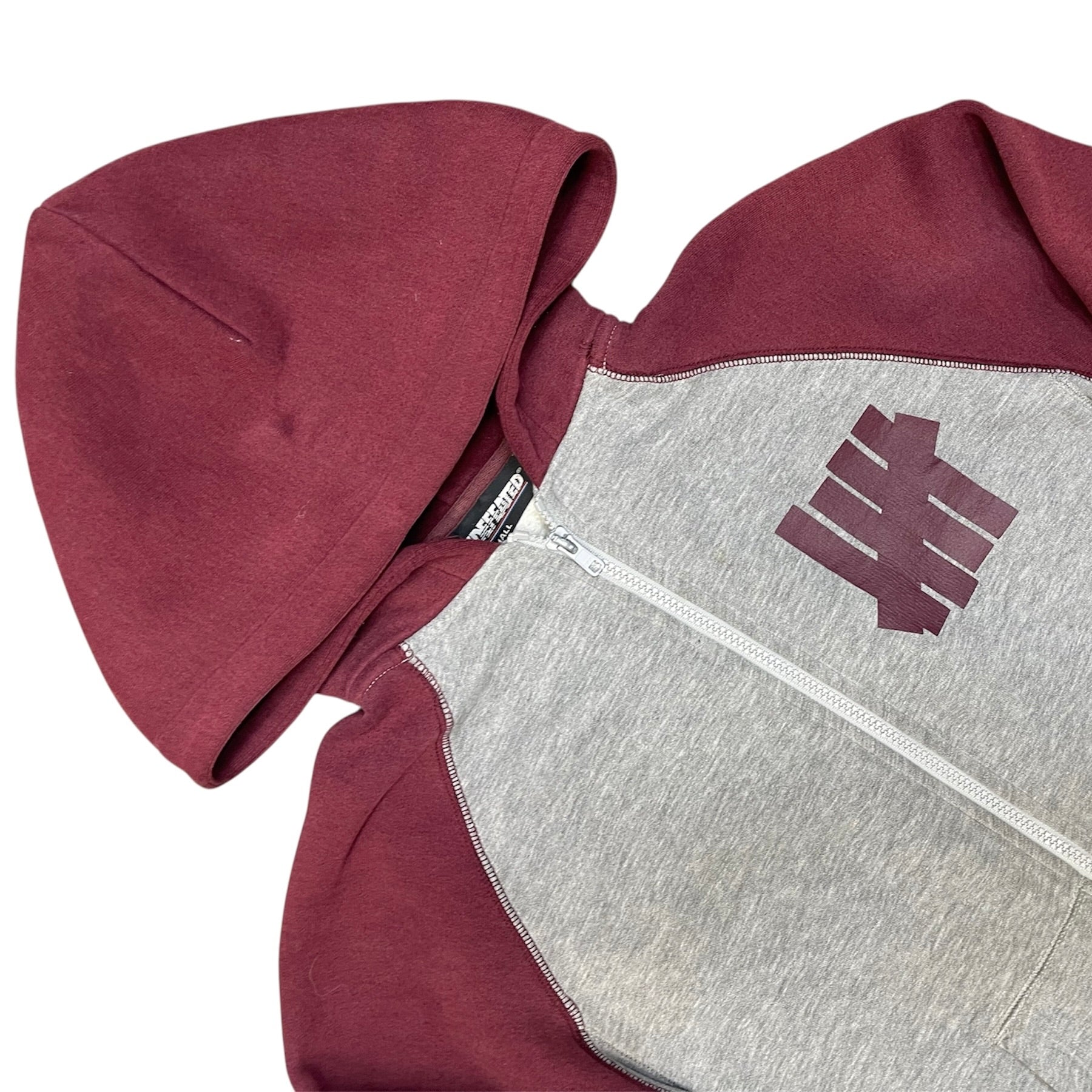 Undeafted Grey Bordeaux Full Zip Hoodie