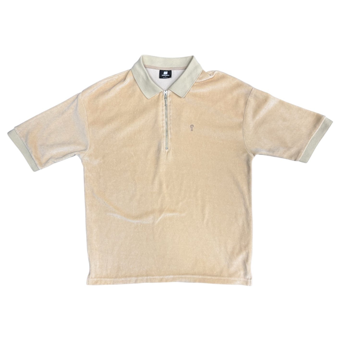 Sweet Sktbs Beige Velvet 1/4 Zip Polo Tshirt