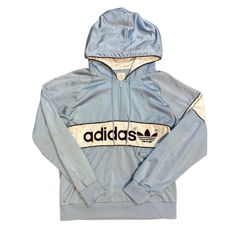 Vintage Adidas Qtr Zip Baby Blue Hoodie (W)