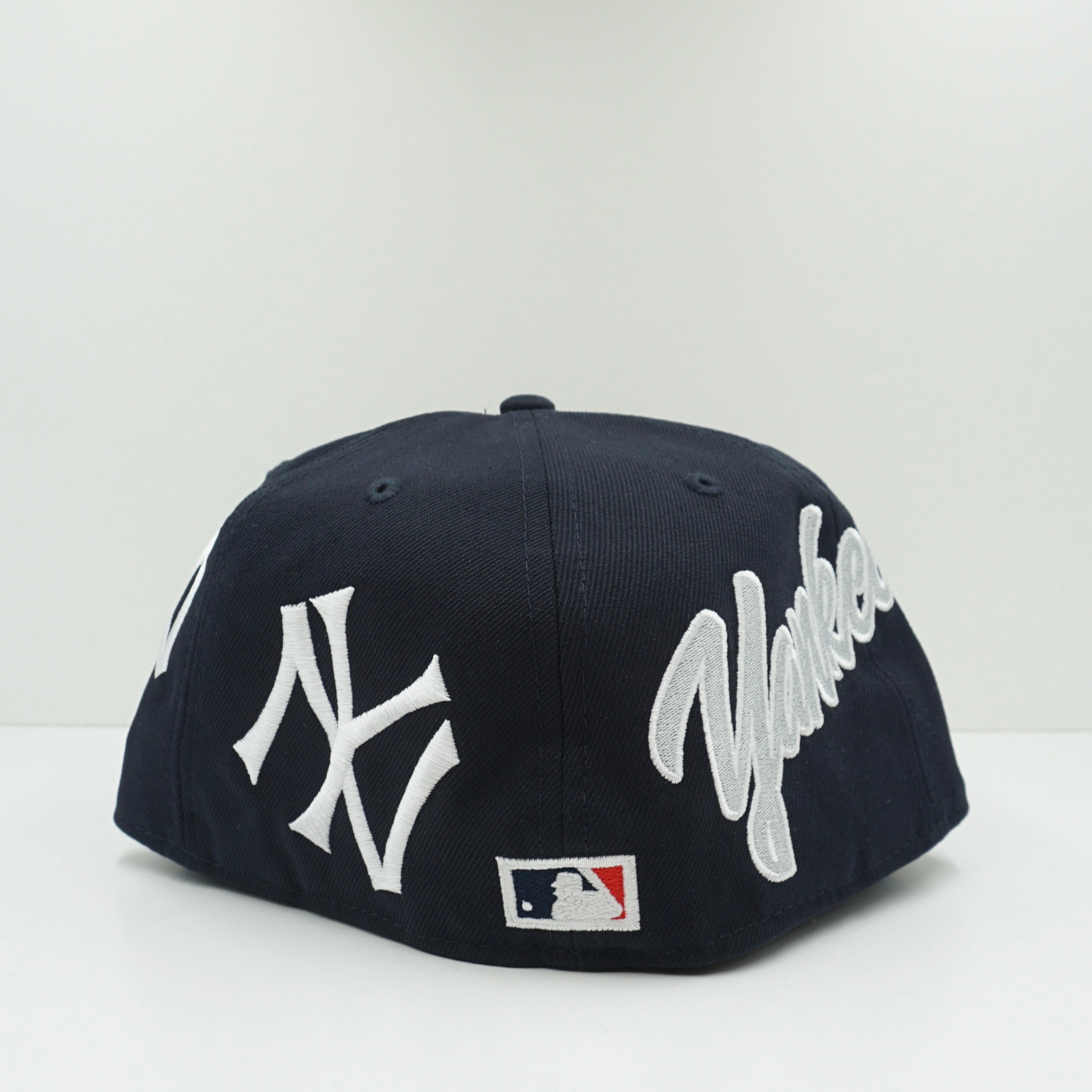 New Era Cooperstown New York Yankees All Over Logo Navy White Fitted Cap