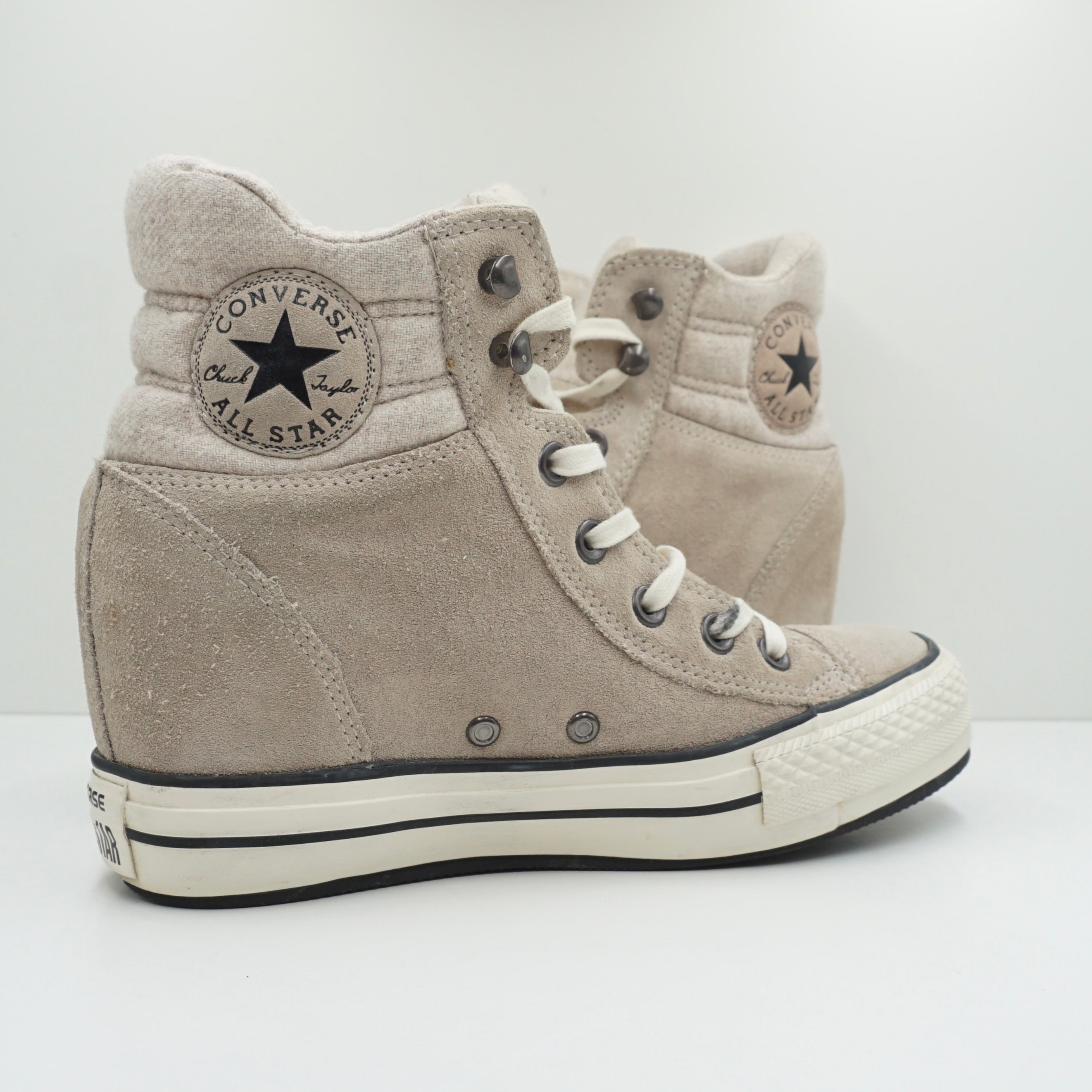 Converse All Star High Platform Suede Hidden Wedge Beige (W)