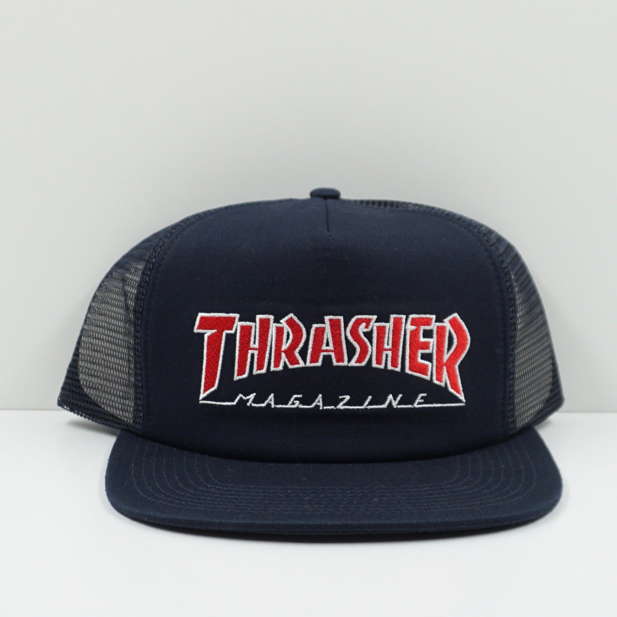 Thrasher Logo Navy Red Trucker Cap