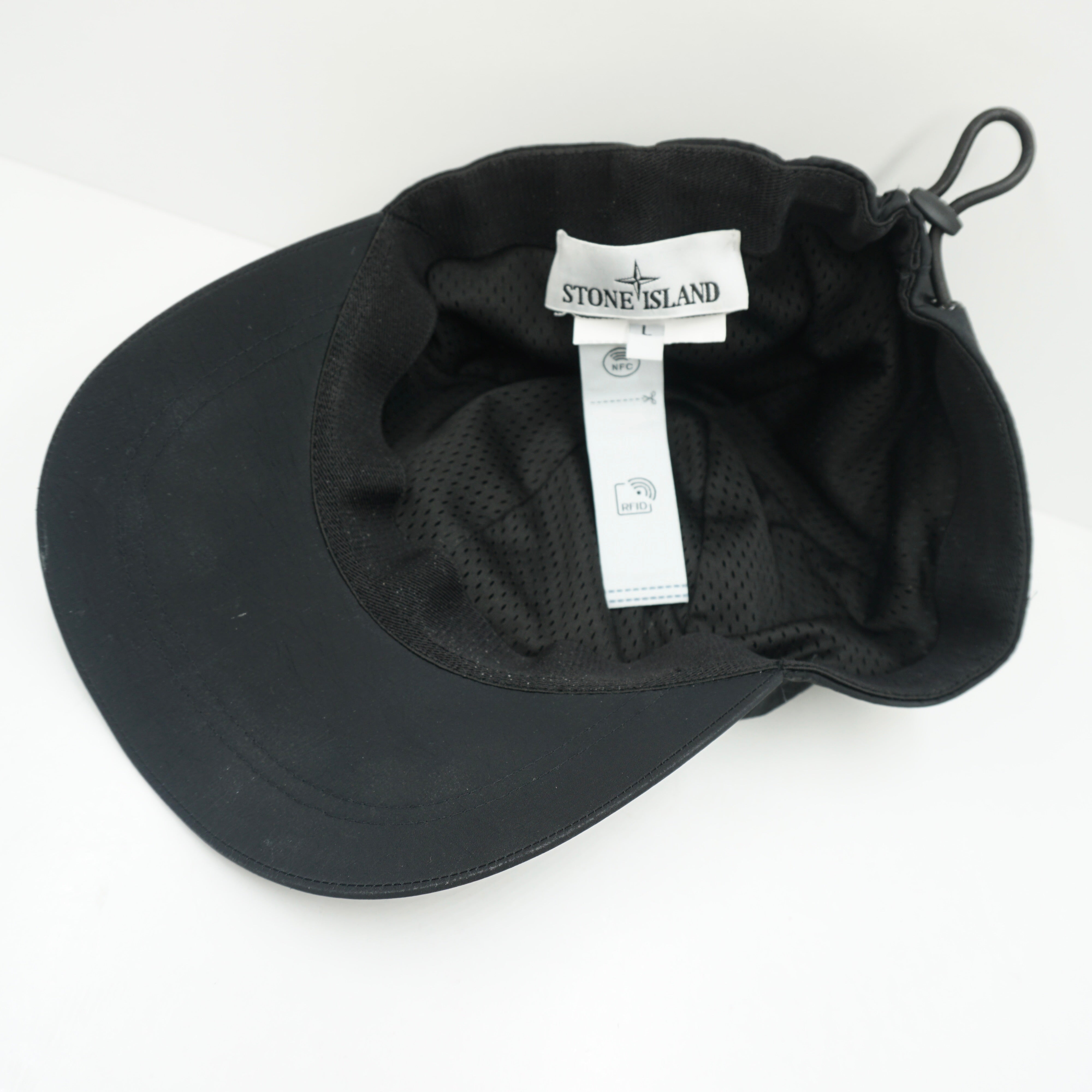 Stone Island Nylon Logo Six Panel Hat Black Adjustable Cap