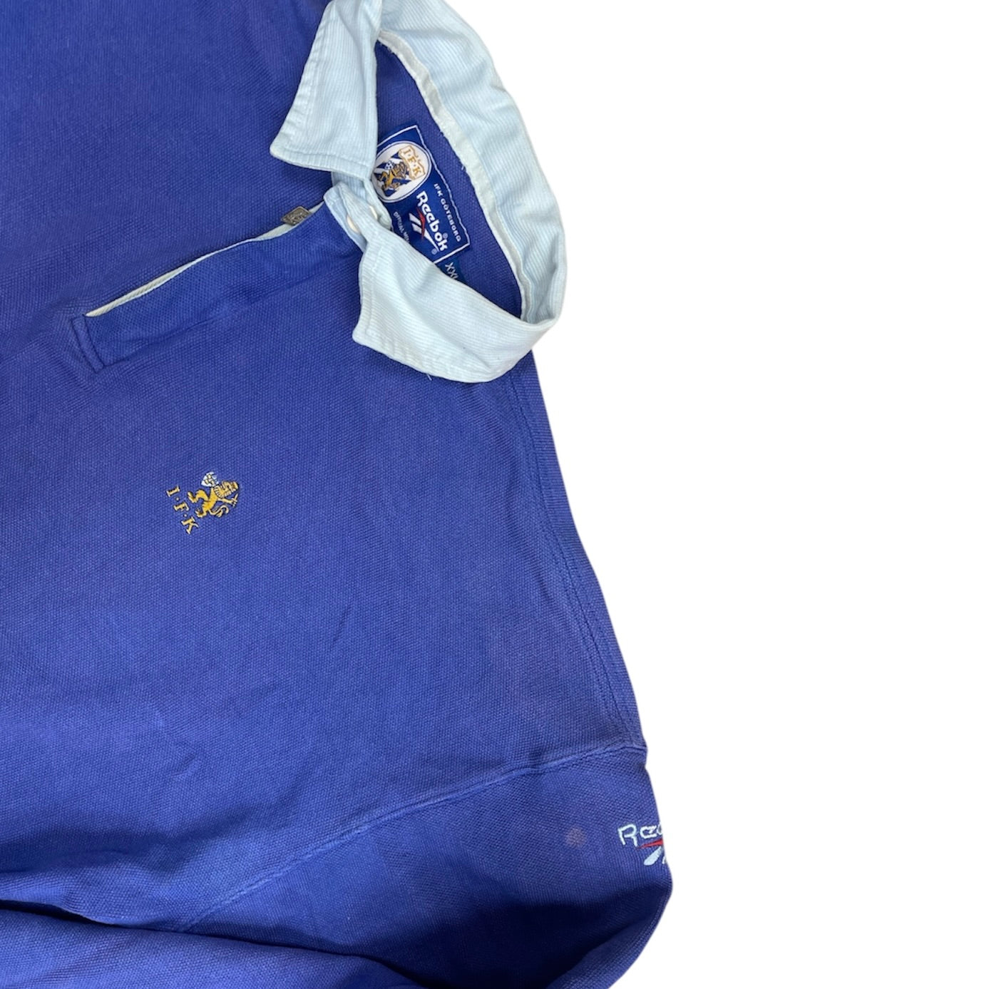 Vintage Reebok IFK Football Blue Polo Long Sleeve