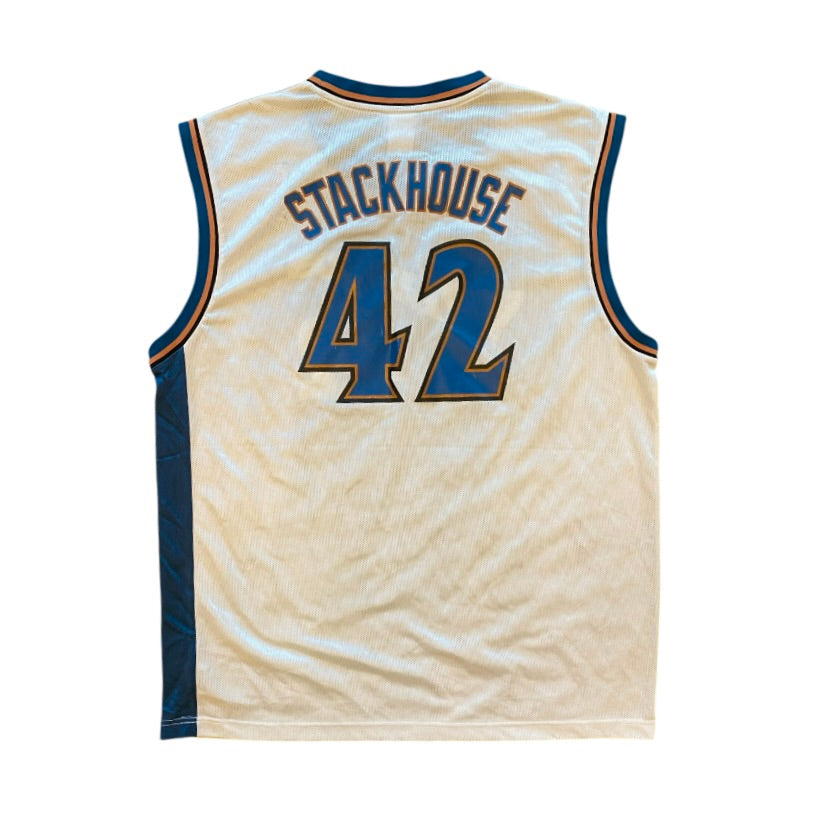 Reebok Washington Wizards Jerry Stackhouse #42 White Blue Basketball Jersey